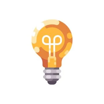 Shiny light bulb flat icon. Stock Illustration