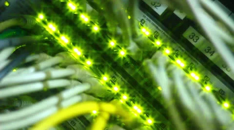 Shiny lights on Ethernet server Stock Footage 23408859