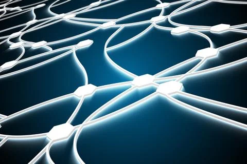 Shiny lines with dots on black background Stock Illustration