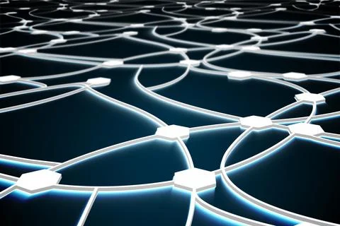 Shiny lines with dots on black background Stock Photos