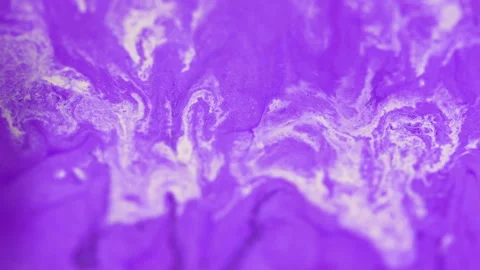 Shiny liquid flow ink spill purple white mix paint Video stock 277239916