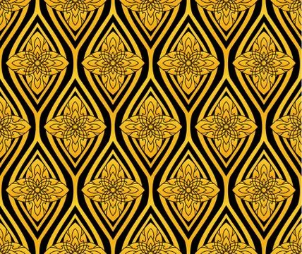 Shiny Lotus flower pattern in Thai style, vector Stock Illustration