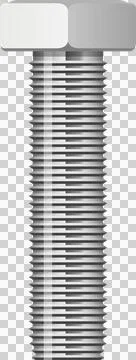 A shiny metal bolt with a hexagonal head and threaded shaft stands tall aga.. Stock Illustration