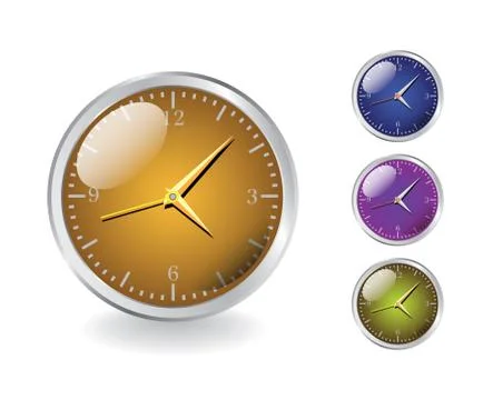 Shiny metal clocks Stock Illustration