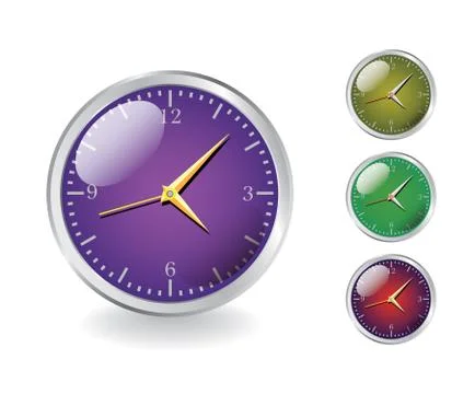Shiny metal clocks Stock Illustration