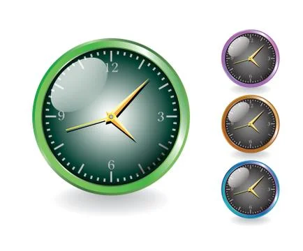 Shiny metal clocks Stock Illustration