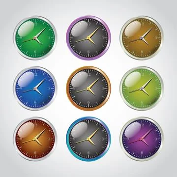 Shiny metal clocks Illustrazione stock