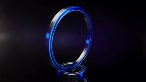 Shiny Metal Ring Precision Component, Blue Light on Black, Product Shot Vidéo 341508288