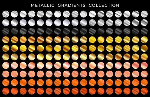 Shiny metal texture gradation background big set. Stock Illustration