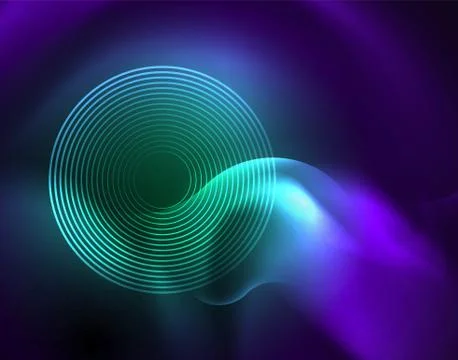 Shiny metallic neon waves vector design Illustrazione stock