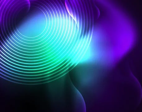 Shiny metallic neon waves vector design Illustrazione stock