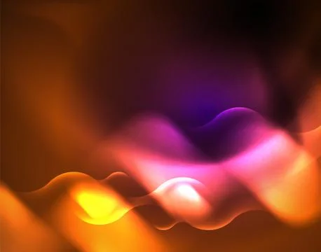 Shiny metallic neon waves vector design Illustrazione stock