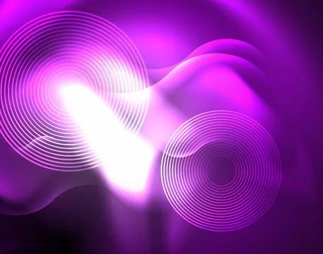Shiny metallic neon waves vector design Illustrazione stock