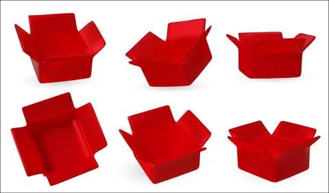 Shiny metallic red packaging boxes collection, versatile for Christmas, New Year Stock Illustration