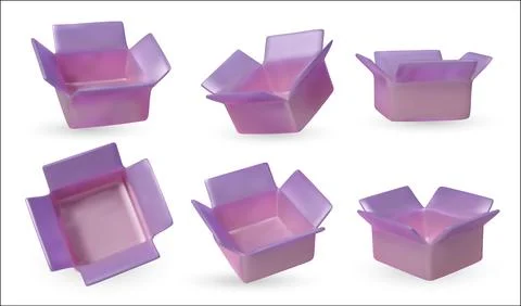 Shiny metallic violet packaging boxes collection, versatile for Christmas, New Illustrazione stock