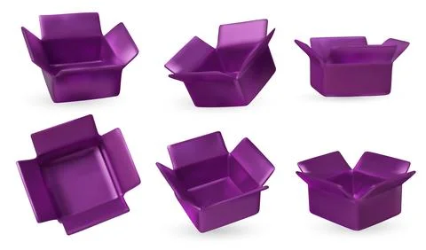 Shiny metallic violet packaging boxes collection, versatile for Christmas, New Stock Illustration