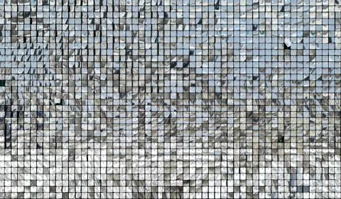 Shiny mirror silver squares Foto stock