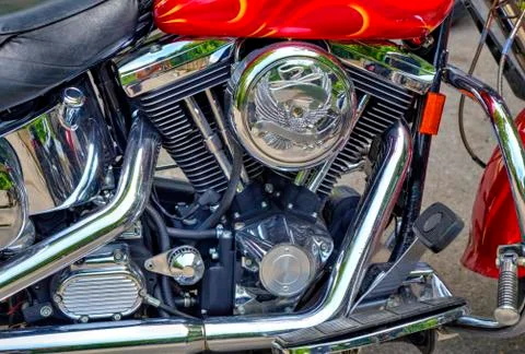 Shiny motorcycle engine Stock Photos