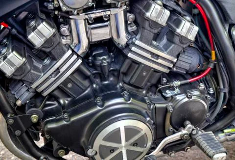 Shiny motorcycle engine Stock Photos