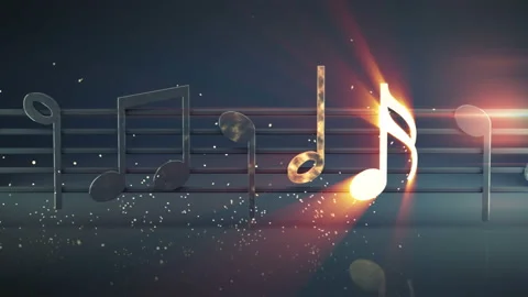 Shiny musical notes seamless loop 3D render animation Stock Footage 113559736
