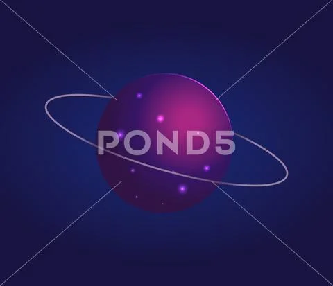 Shiny Mysterious Uranus with Thin Ring Around It Stock Illustration