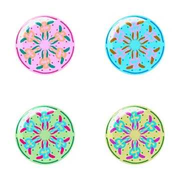 Shiny Naive Floral Canvas Buttons Four Colour Stock Illustration