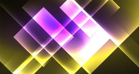 Shiny neon design square shape abstract background. Retro vector abstract design Stock Illustration