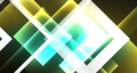 Shiny neon design square shape abstract background. Retro vector abstract design Stock Illustration