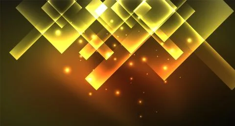 Shiny neon design square shape abstract background. Retro vector abstract design Stock Illustration