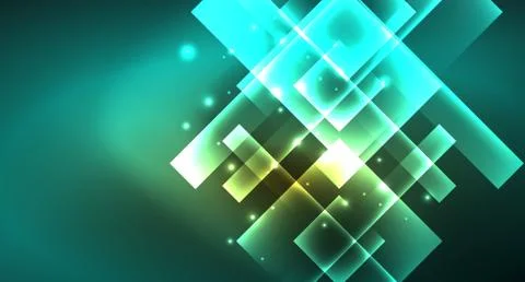 Shiny neon design square shape abstract background. Retro vector abstract design Stock Illustration