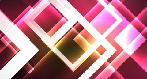 Shiny neon design square shape abstract background. Retro vector abstract design Stock Illustration