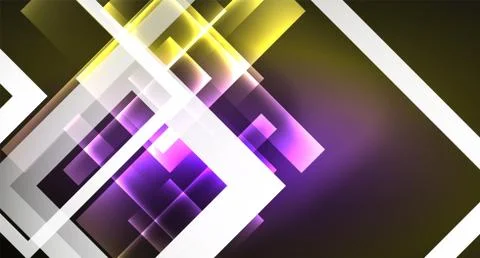 Shiny neon design square shape abstract background. Retro vector abstract design Stock Illustration