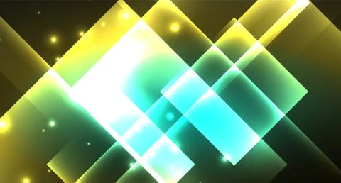 Shiny neon design square shape abstract background. Retro vector abstract design Stock Illustration