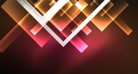 Shiny neon design square shape abstract background. Retro vector abstract design Stock Illustration