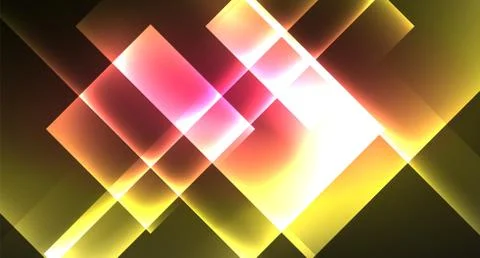 Shiny neon design square shape abstract background. Retro vector abstract design Stock Illustration