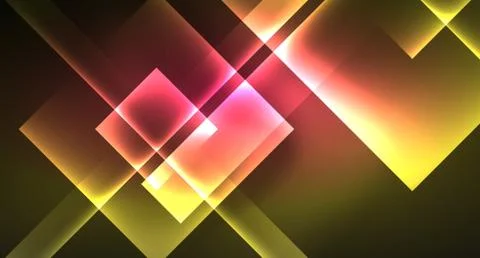 Shiny neon design square shape abstract background. Retro vector abstract design Stock Illustration