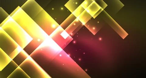 Shiny neon design square shape abstract background. Retro vector abstract design Stock Illustration