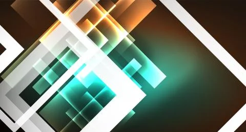 Shiny neon design square shape abstract background. Retro vector abstract design Stock Illustration