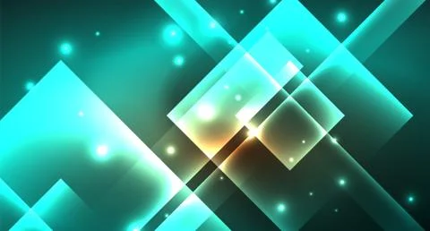 Shiny neon design square shape abstract background. Retro vector abstract design Stock Illustration
