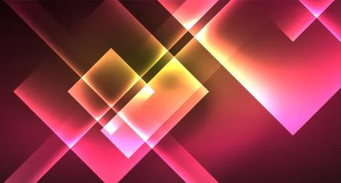 Shiny neon design square shape abstract background. Retro vector abstract design Stock Illustration