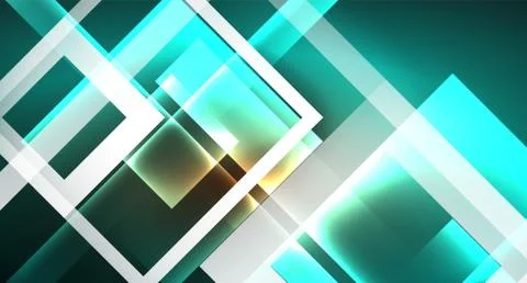 Shiny neon design square shape abstract background. Retro vector abstract design Stock Illustration