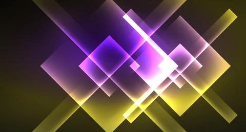 Shiny neon design square shape abstract background. Retro vector abstract design Stock Illustration