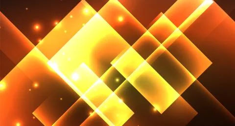 Shiny neon design square shape abstract background. Retro vector abstract design Stock Illustration