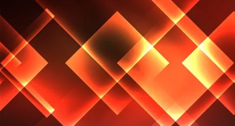 Shiny neon design square shape abstract background. Retro vector abstract design Stock Illustration