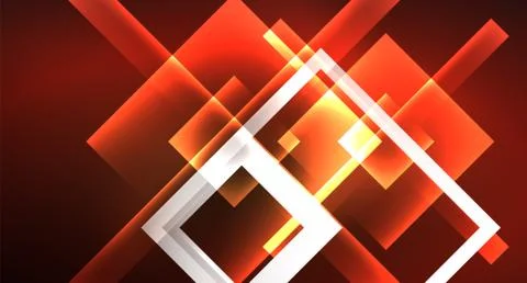 Shiny neon design square shape abstract background. Retro vector abstract design Stock Illustration