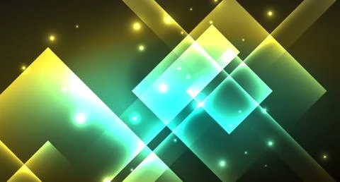 Shiny neon design square shape abstract background. Retro vector abstract design Stock Illustration