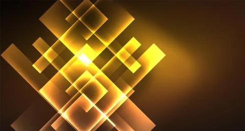 Shiny neon design square shape abstract background. Retro vector abstract design Stock Illustration