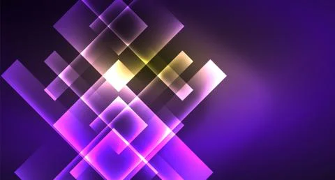 Shiny neon design square shape abstract background. Retro vector abstract design Stock Illustration