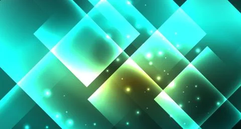 Shiny neon design square shape abstract background. Retro vector abstract design Stock Illustration