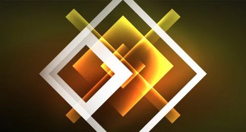 Shiny neon design square shape abstract background. Retro vector abstract design Stock Illustration